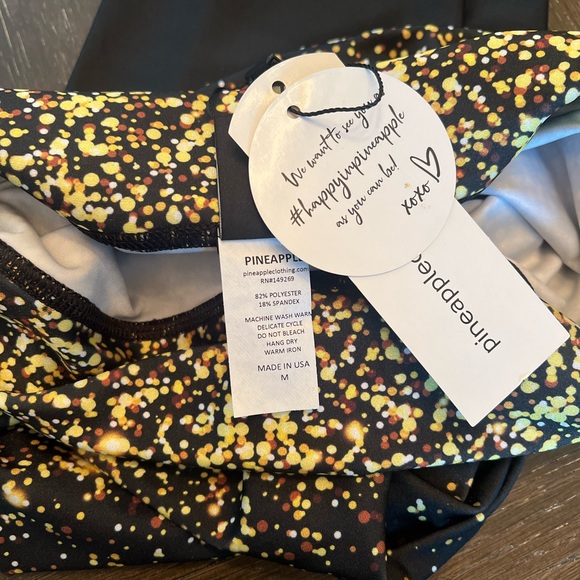 CHICHI LUCY BLACK & GOLD GLITTER PRINT LEGGINGS YOGA PANTS - Picture 3 of 3